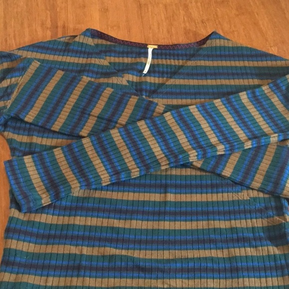 Free People Wrap Around V-neck Striped Top - Picture 6 of 6